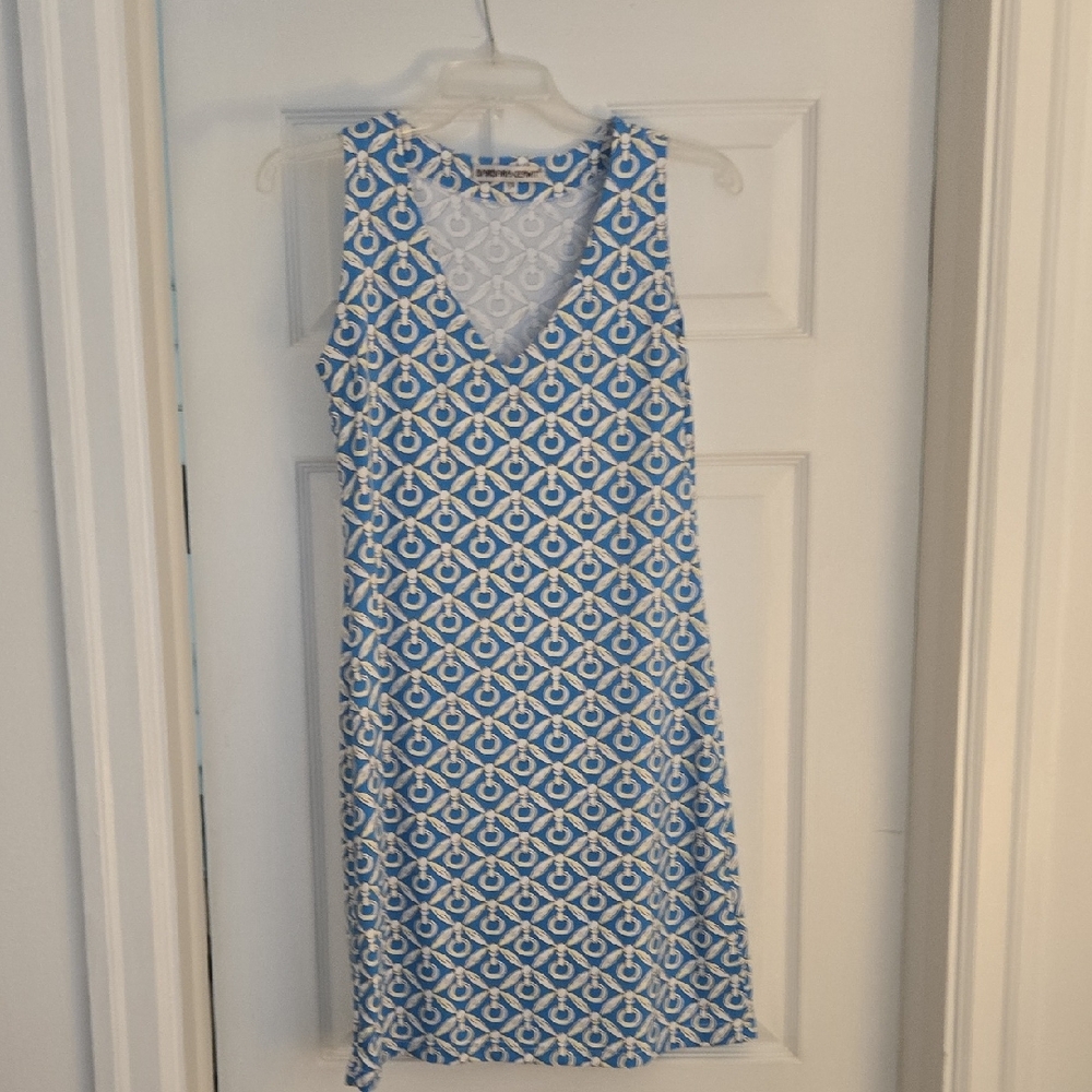 Blue and White Patterned Mini Dress